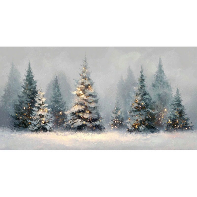«Twinkling Pines Winter Glow», art mural sur toile tendue, H 20 po x l 40 po
