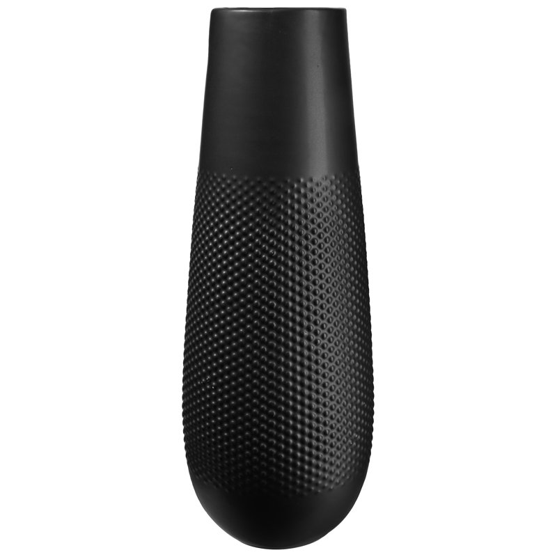 Vase de table en céramique Falisa, Noir, H 14 po x l 5 po x P 5 po