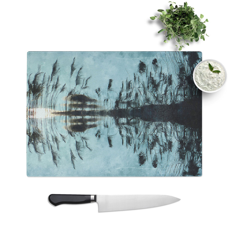 Reed Pond Painting Chopping Board, 0.4cm H x 20cm W x 28.5cm L