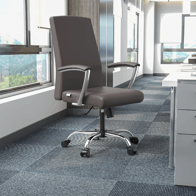Fauteuil de bureau en cuir Kenil, Gris
