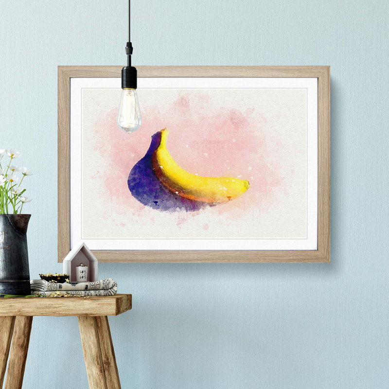The Banana in Abstract - Picture Frame Graphic Art Print, 48cm H x 65cm W x 2cm D, Oak Framed