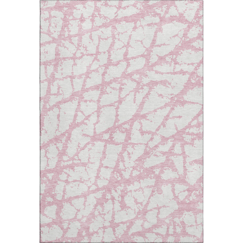 Premium Machine Washable Prisco Pink Rug, Rectangle 5' x 7'6"