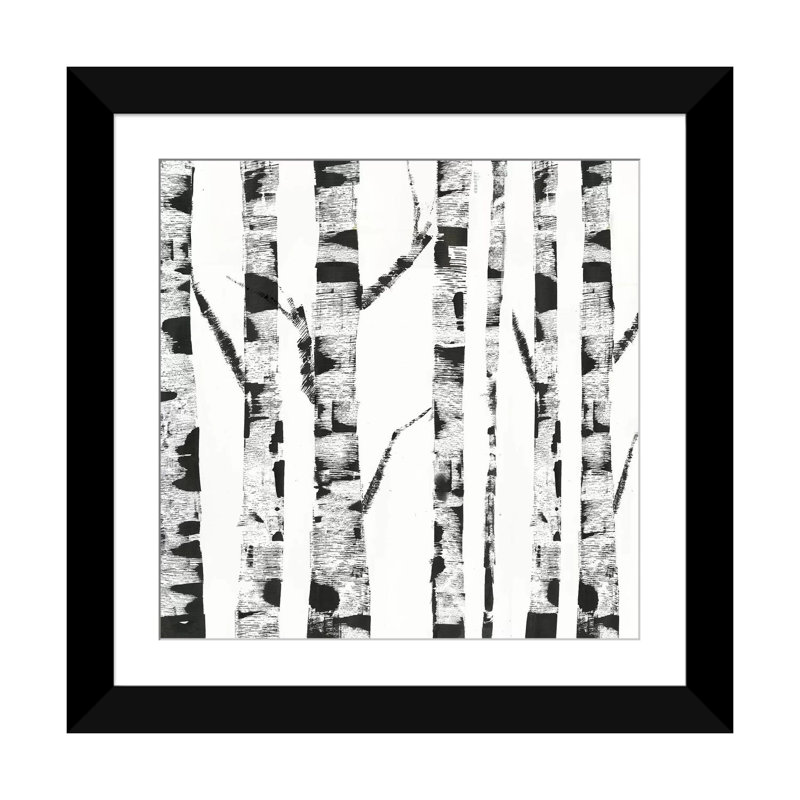 « white bouleau », impression sur toile, Papier d'art encadré noir, Blanc, H 24 po x l 24 po x P 1 po