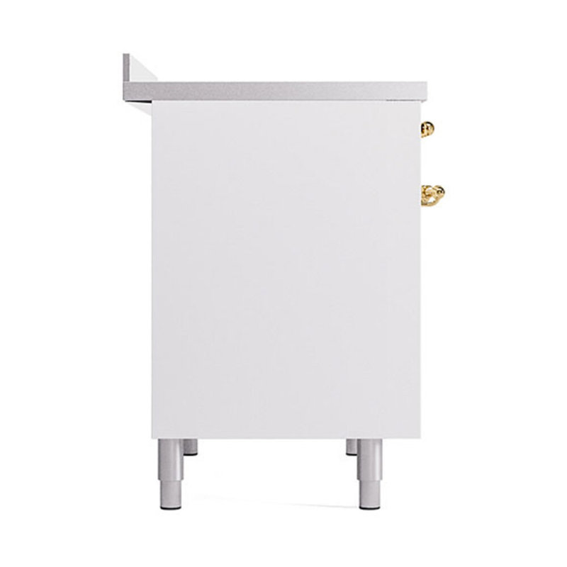 ILVE Nostalgie II Noblesse 40 in Induction Range, White/Brass