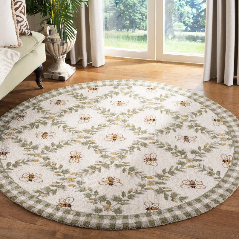Elara Floral Handmade Wool Area Rug, Round 8'