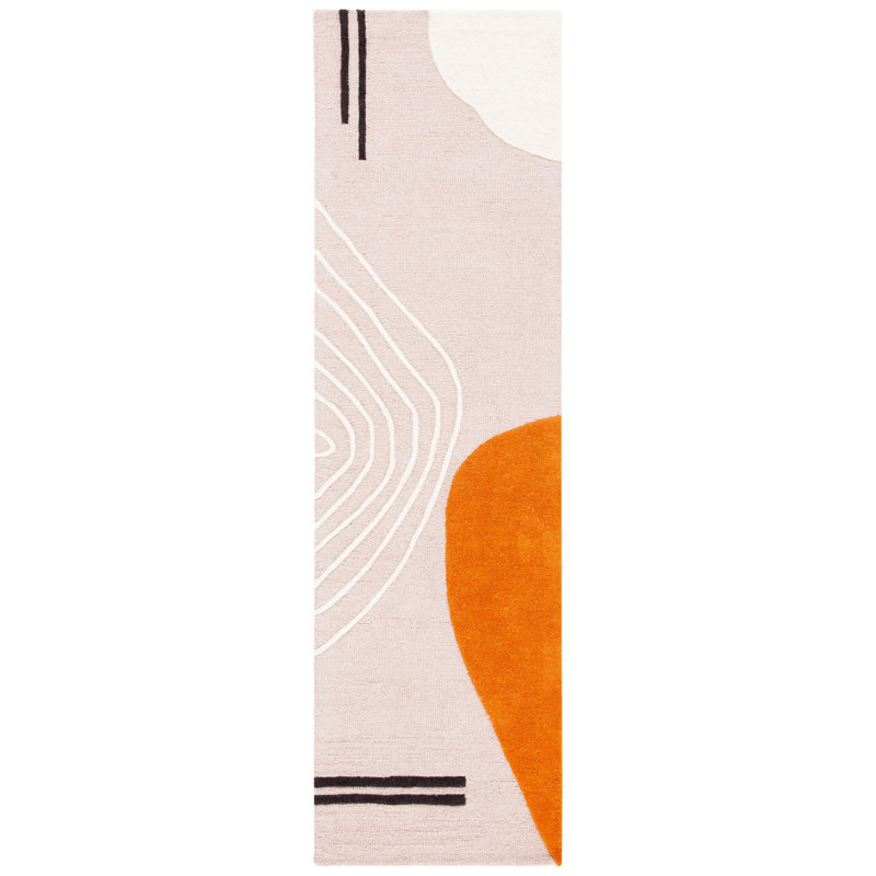 Felipe Handmade Wool Ivory/Light Pink Rug, Runner 2'3" x 14'