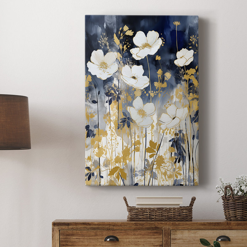 Série FLORAL CCDCLXXVI - Toile tendue avec châssis de qualité supérieure - Prêt à être accroché, H 18 po x l 12 po