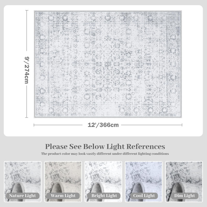 Grand Persian Bloom Plush Area Rug – Elegant Floral Accent with Non-Slip Base, Rectangle 6' x 9'