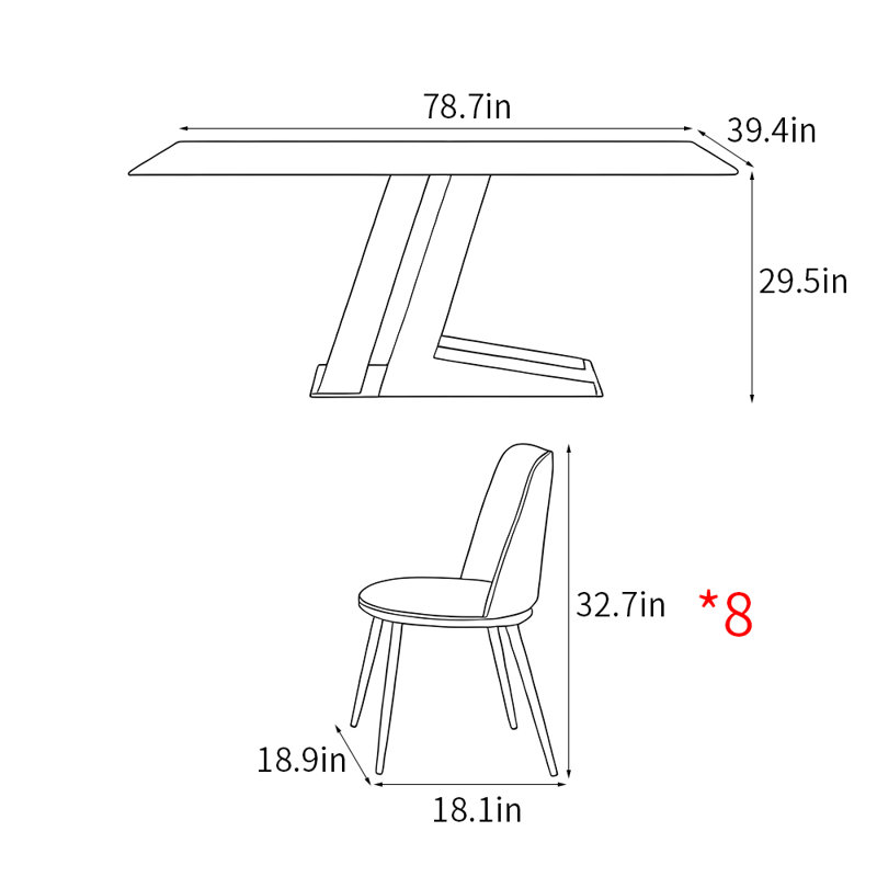 Ensembles de table de salle à manger minimalistes de style italien