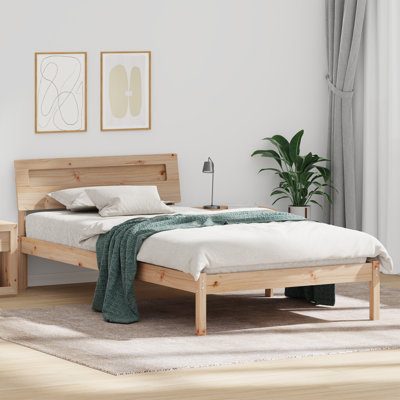 With LED Strip Lights With Headboard Solid Pine Wood
