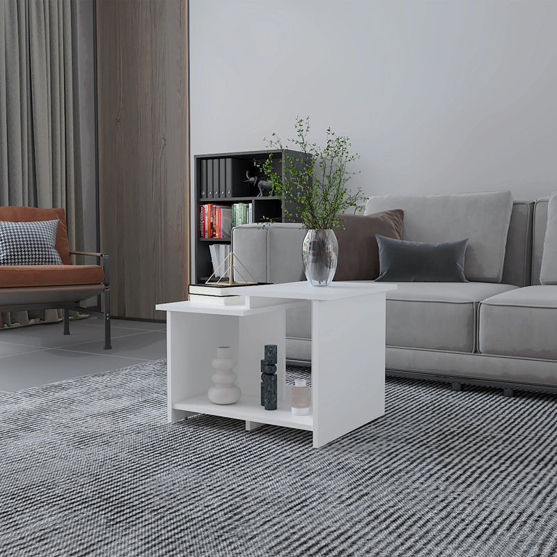 Table basse avec rangement ouvert, Blanc