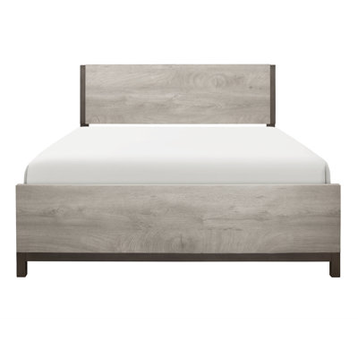 Lit double pleine grandeur gris - rayé avec finition bicolore et mobilier moderne