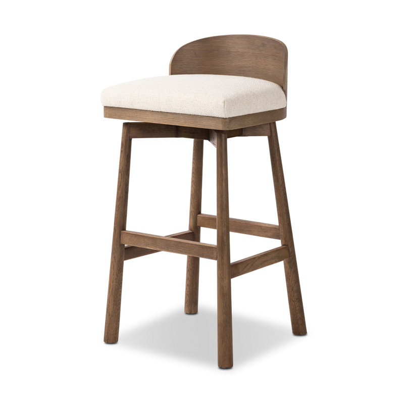 Cloris Swivel Stool-Altair Sienna-Counter & Bar, Bar Stool (30.91" Seat Height), Thames Cream Polyester Blend, Drifted Oak