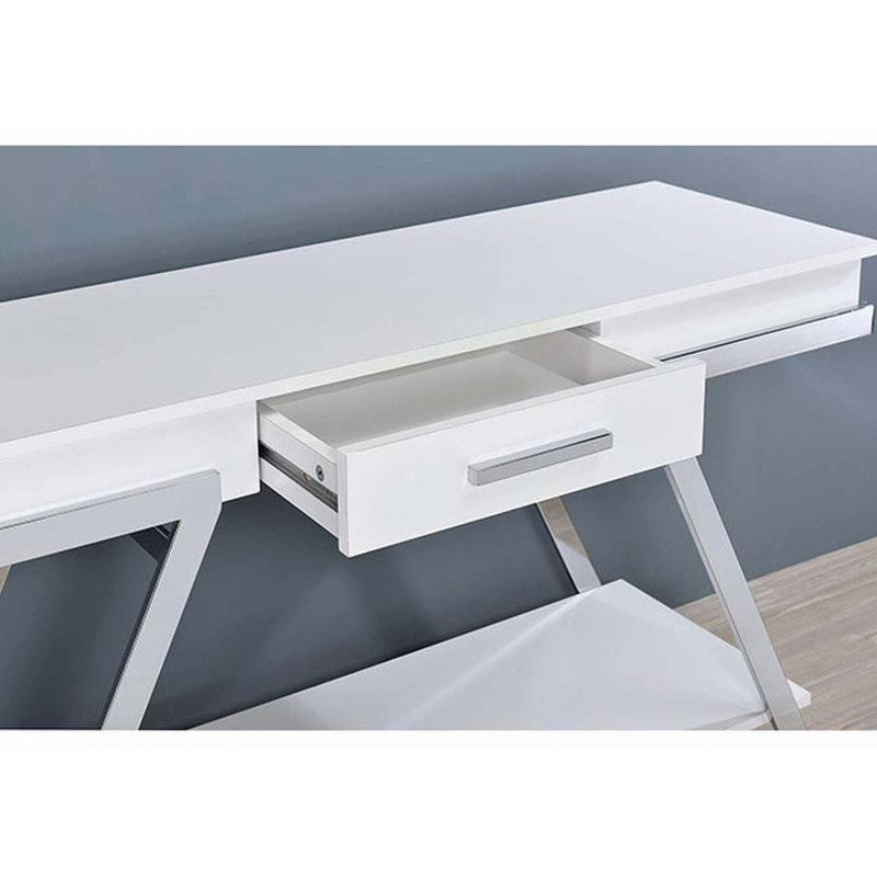 Table de canapé blanche de style contemporain avec finition ultrabrillante