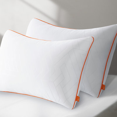 King Size Bed Pillows Set of 2 Polyester Fiber Fill Fluffy Hotel Quality White Machine Washable