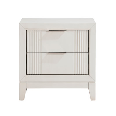 Table de chevet moderne blanche à 2 tiroirs, pour une chambre à coucher gracieuse 2