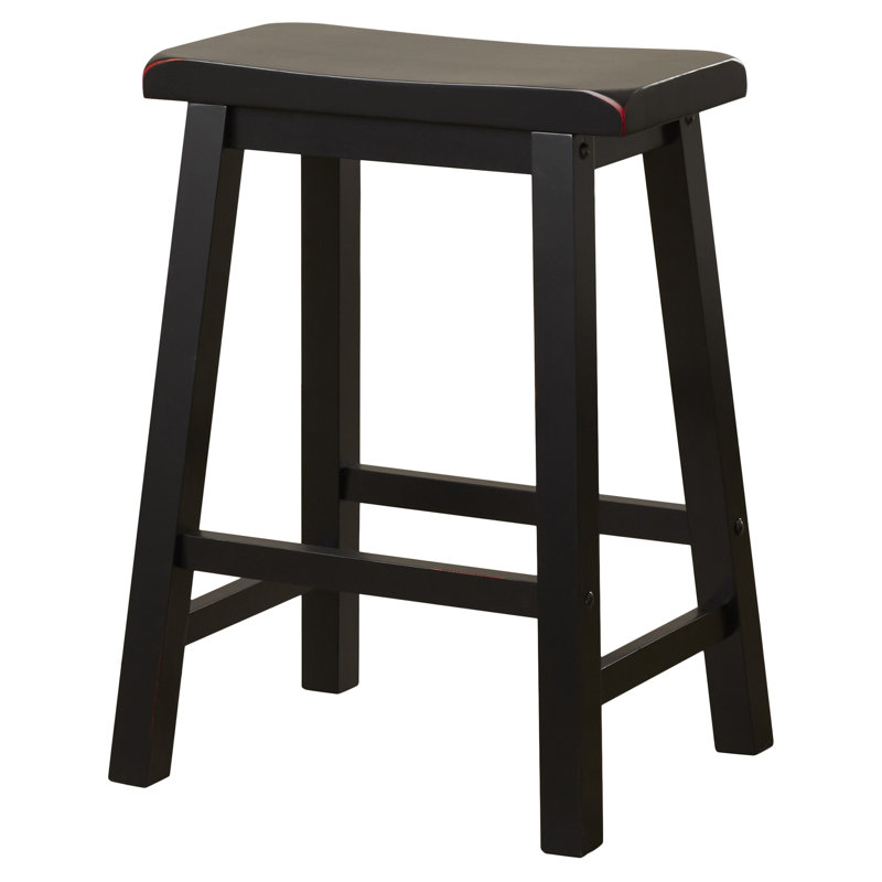 Tabouret de bar et de comptoir en bois massif Forsyth, Tabouret de comptoir (assise de 24 po de hauteur), Noir antique