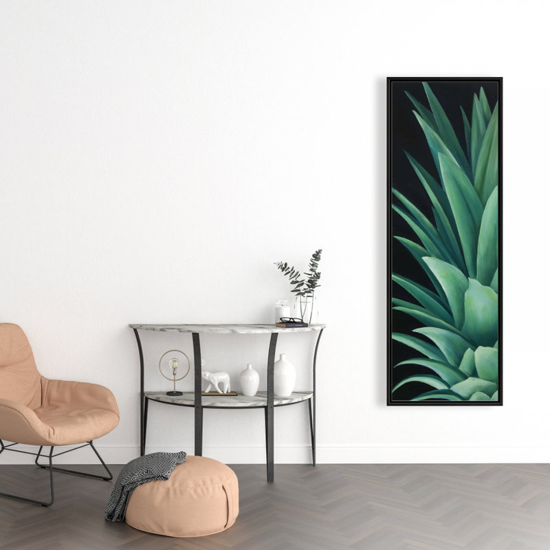 Botanical Black Floral Canvas - Pineapple Leaves Home Decor