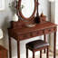 Ensemble de coiffeuse avec miroir à angle réglable, ensemble de coiffeuse et tabouret rembourré