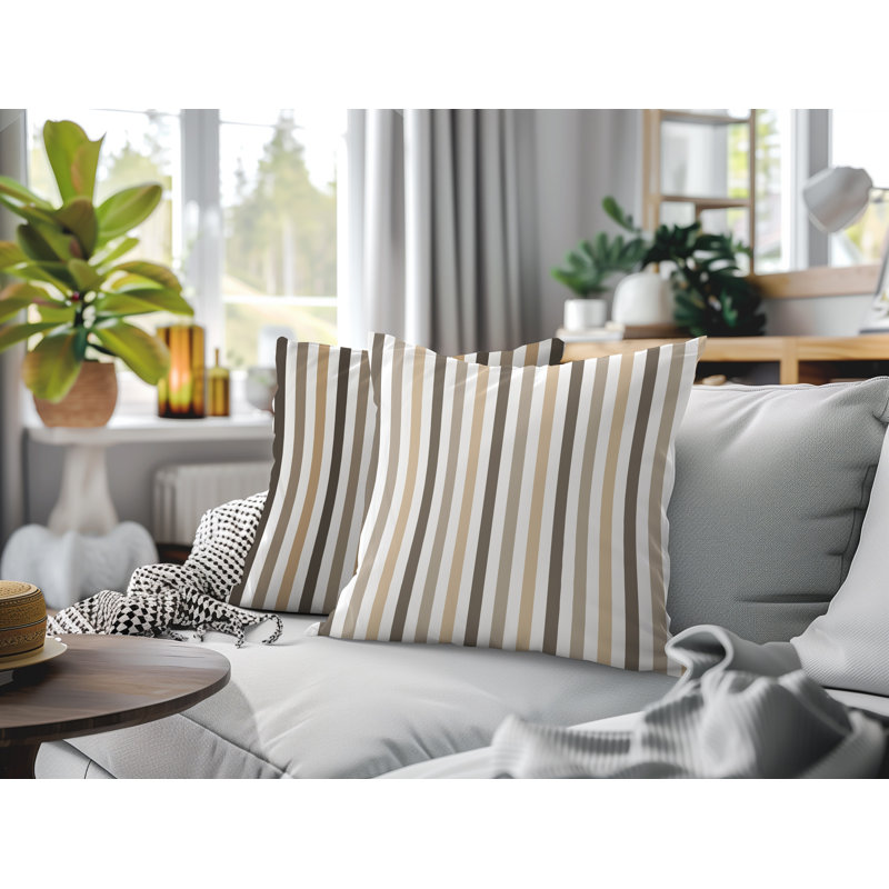 Ensemble de coussins réversibles pour l'intérieur et l'extérieur Barker, 18 x 18, Beige
