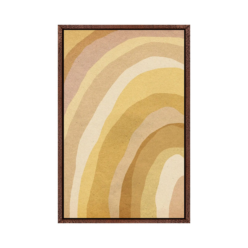 Earthy Tone Abstract Rainbow by Whales Way - Painting on Canvas, 101.6cm H x 66.04cm W x 3.81cm D, Classic Brown Wood Framed