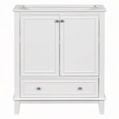 Meuble-lavabo 30 po sans lavabo, base seulement, armoire de salle de bain multifonctionnelle avec portes et tiroir, cadre solide et panneau de fibres à densité moyenne