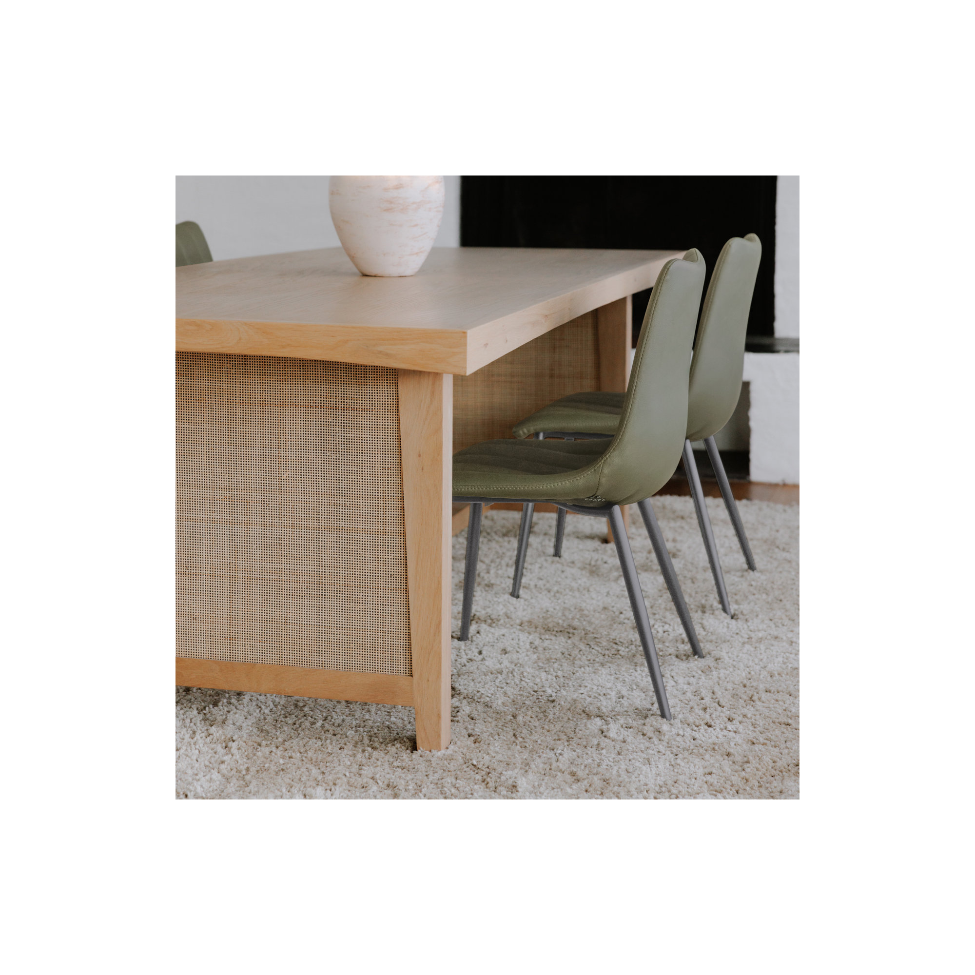 Finnigan Upholstered Side Chair, Light Green Faux Leather