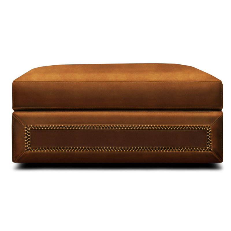 Repose-pieds rectangulaire en cuir véritable avec rangement 42 po Downtown Cowboy, Cognac (Maestro Artisano), Espresso