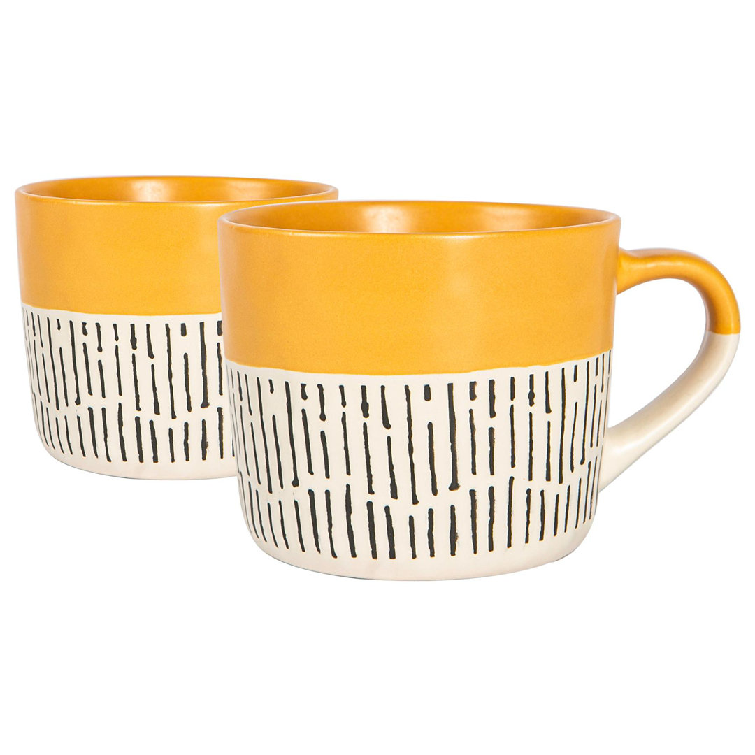 Nicola Spring - Dipped Dash Stoneware Coffee Mugs - 450ml