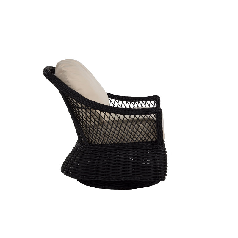 Soho Swivel Glider Chair with Cushions, Dove Sunbrella® Linen, Raffia, Welt
