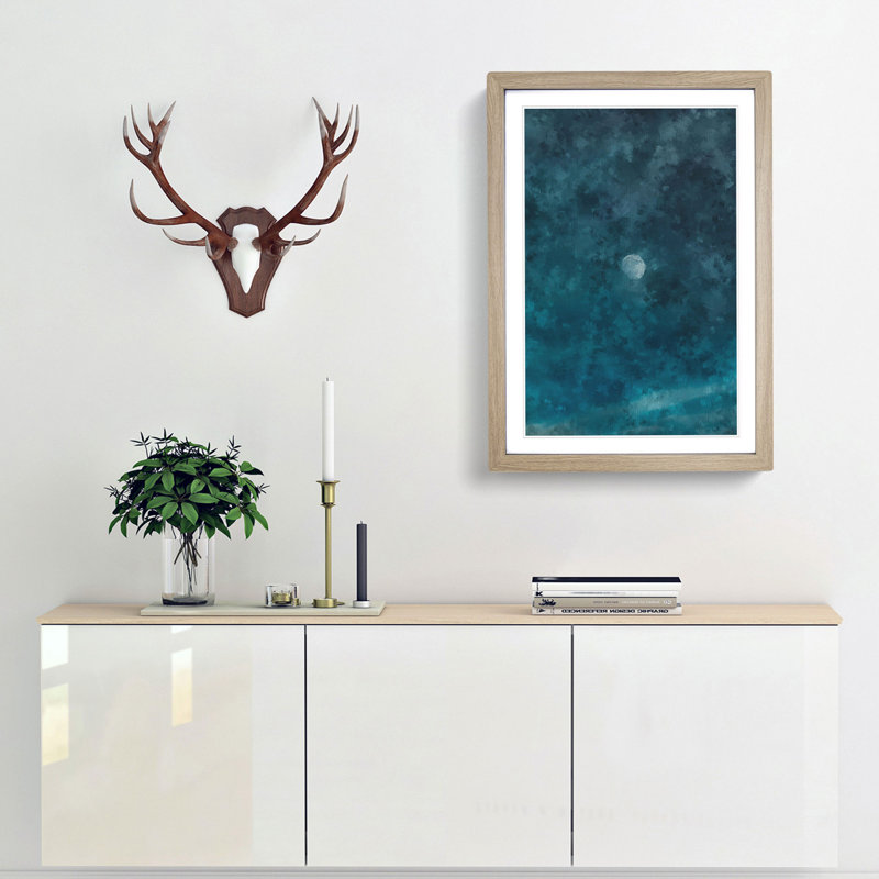 High Moon - Picture Frame Painting Print, Oak Framed, 45cm H x 33cm W x 2cm D