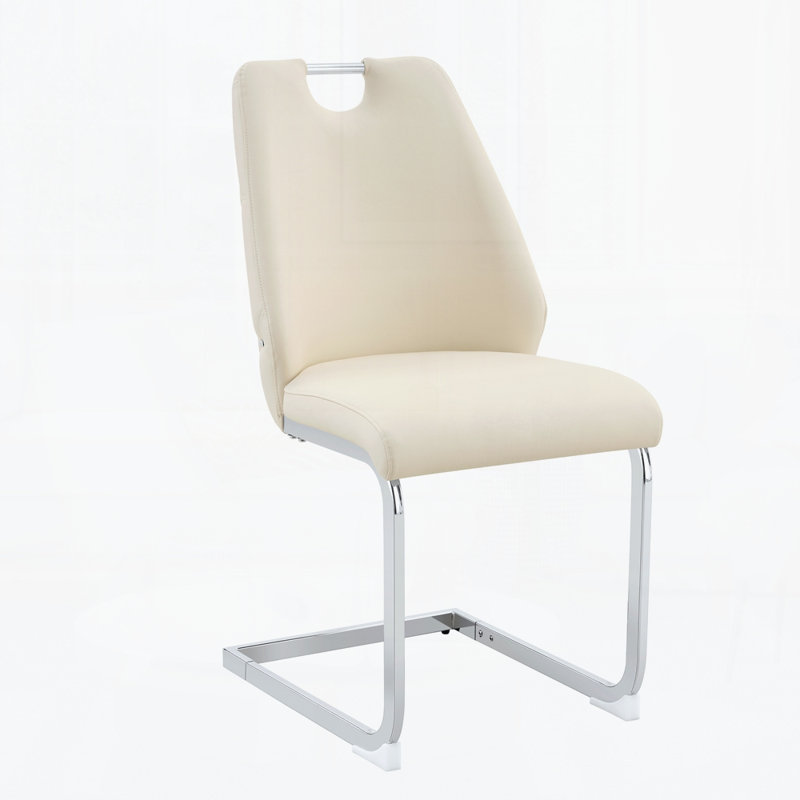 Ensemble de 4 chaises de salle à manger rembourrées à haut dossier, 4, Blanc cassé
