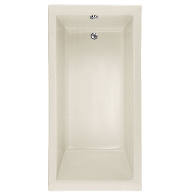 Lacey 72'' L Soaking Bathtub, Biscuit, Satin Brass