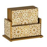Sparkle Glass Mirror Coaster Set with Holder