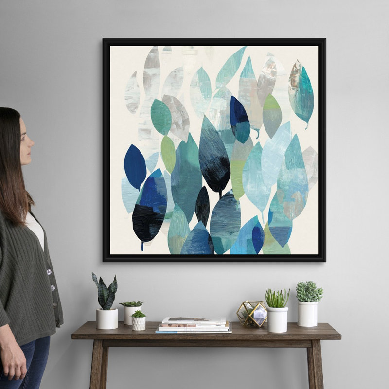 " Leaf Mural I " Painting Print, Black Framed, 38" H x 38" W x 1.75" D
