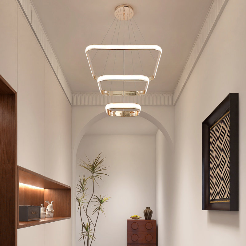 Luminaire suspendu moderne à 3 anneaux à DEL à intensité variable, plafonnier à hauteur réglable pour salle à manger, salon, îlot de cuisine, chambre à coucher, vestibule
