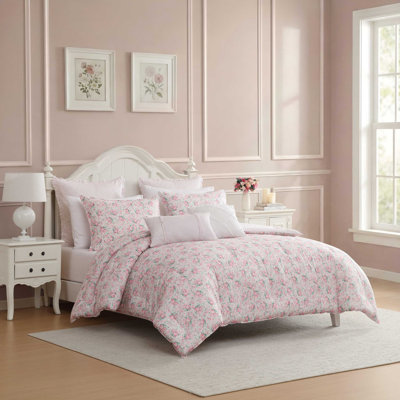 Laura Ashley Pamelas Posies Cotton Pink Comforter Bonus Set