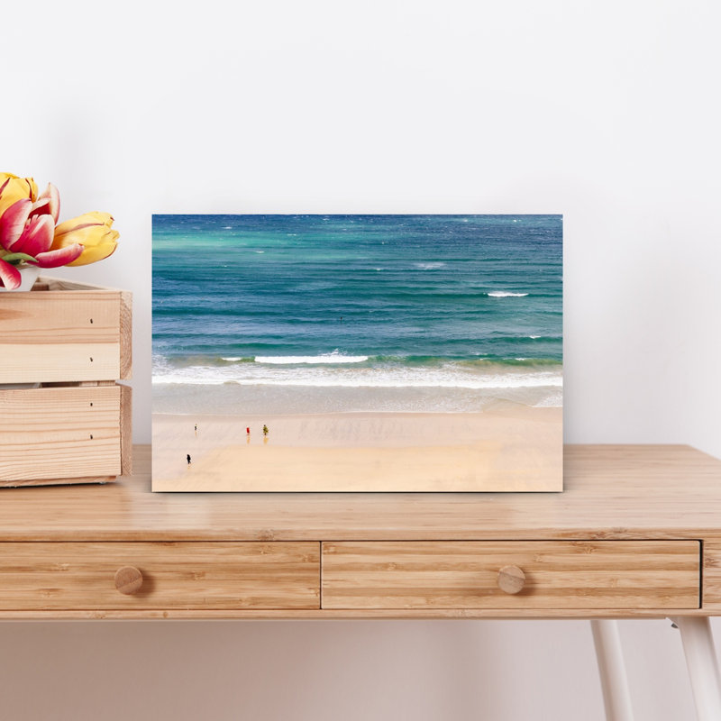 Blue Waves Golden Sand Peaceful Serene Tranquil Coastal Wall Art Print 1 Piece Wrapped Canvas Wall Art, 30.48cm H x 45.72cm W
