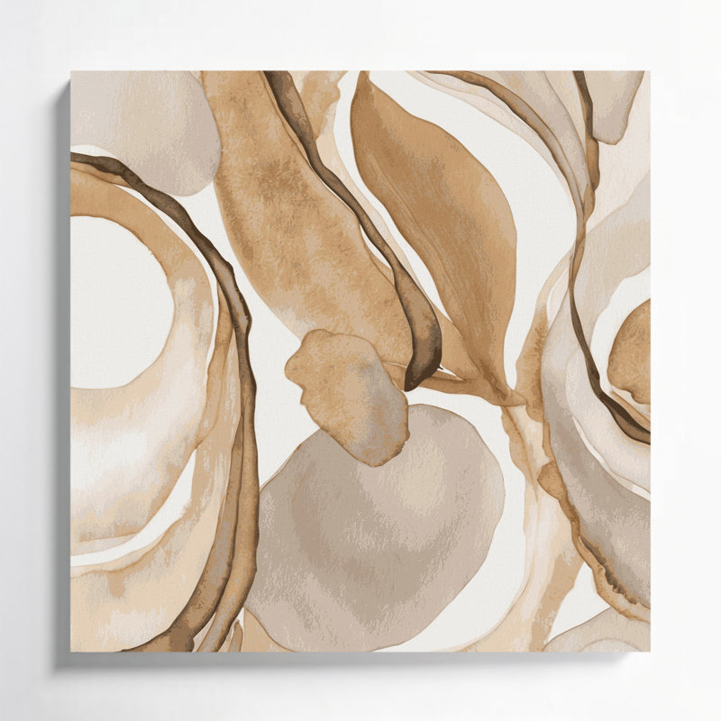 Aquarelle abstraite, art mural sur toile beige, H 12 po x l 12 po