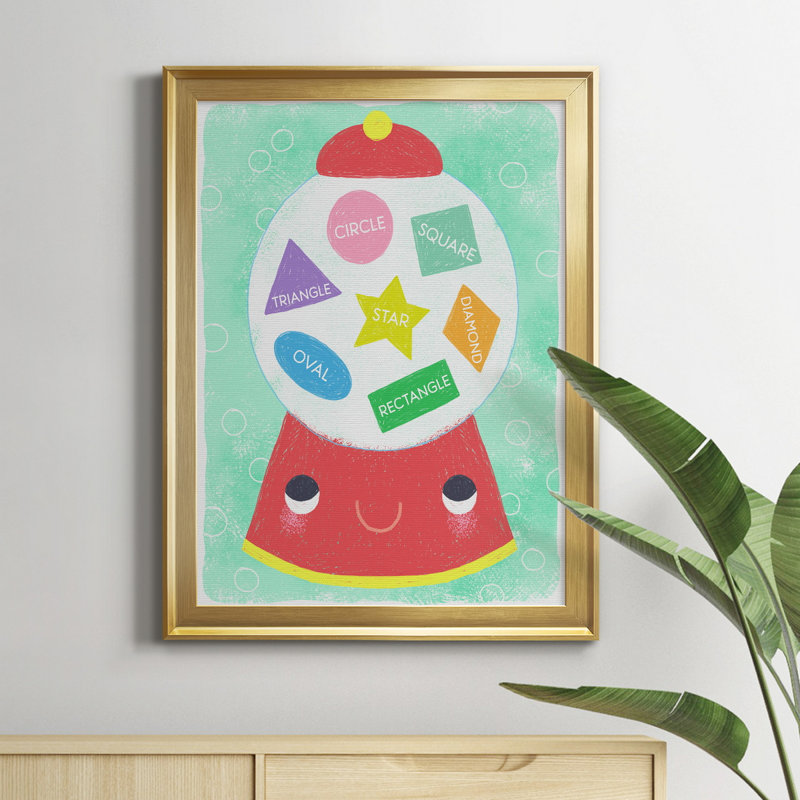 Gumball Shapes - Peinture sur toile encadrée, H 18,5 po x l 24,5 po x P 1,5 po, Or