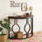 Industrial Console Table Half Moon Shaped Accent Sofa Table