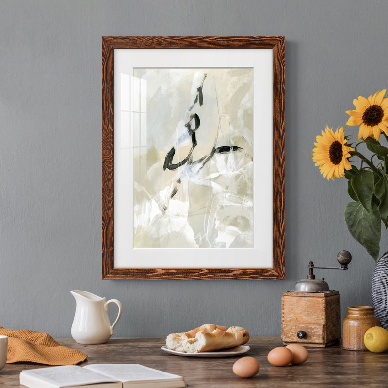 Scribble Veil I - peinture encadrée, Cadre en érable, H 20 po x l 17 po x P 1 po