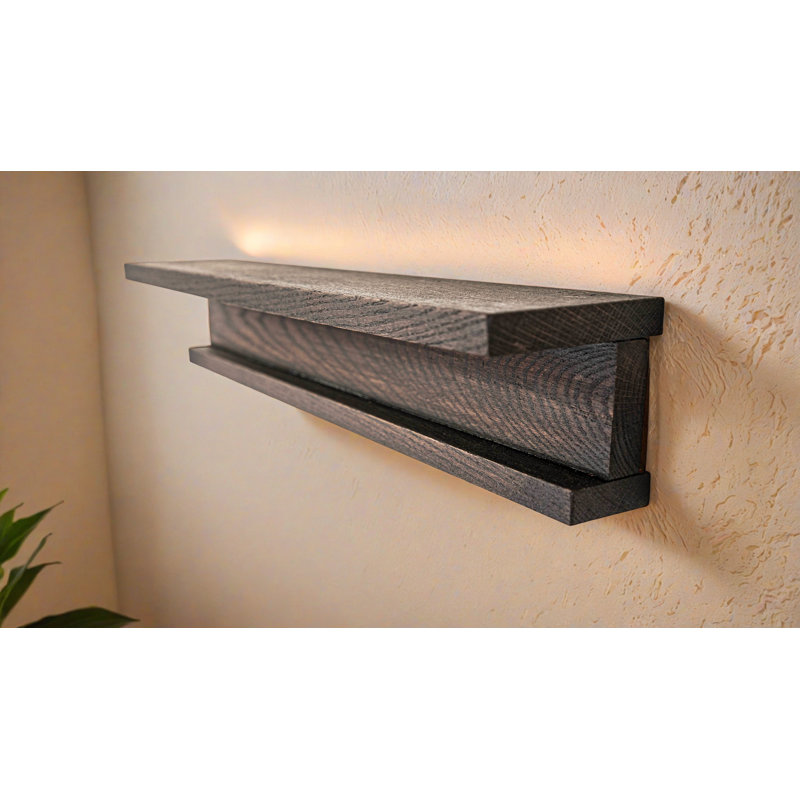 Rayne Grande tablette d'exposition en chêne, H 6,75 po x l 26 po x P 6 po