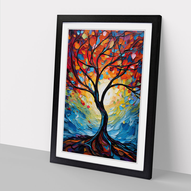 Tree Expressionism No.2 - Single Picture Frame Print on Wood, 64cm H x 46cm W, Black Framed
