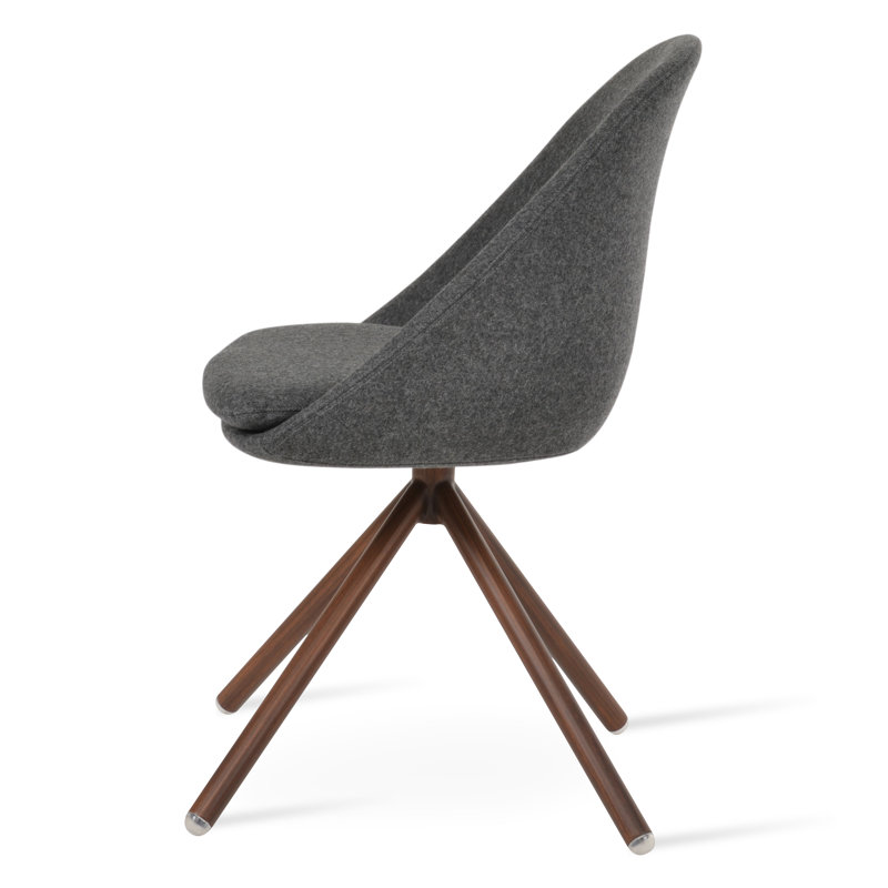 Chaise d'appoint Avanos, Gris foncé, Noyer