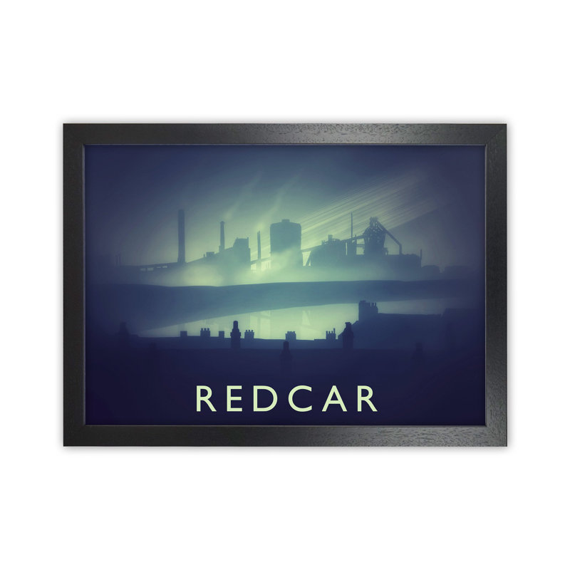 Redcar (Night) by Richard O'Neill - Print, 34cm H x 46cm W x 3cm D, Black Framed