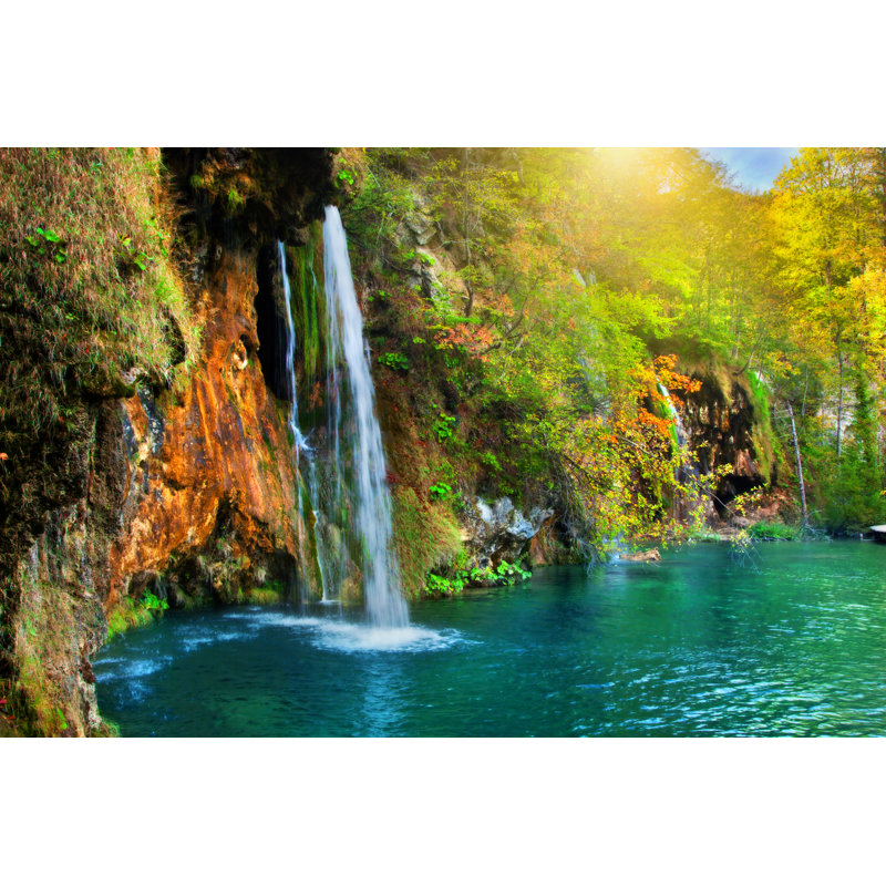 Waterfall In Forest by NiseriN - Wrapped Canvas Print, 81cm H x 122cm W x 3.8cm D