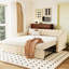 Lit de jour simple rembourré avec gigogne escamotable beige - contemporain et confortable sans sommier tapissier-1170998408