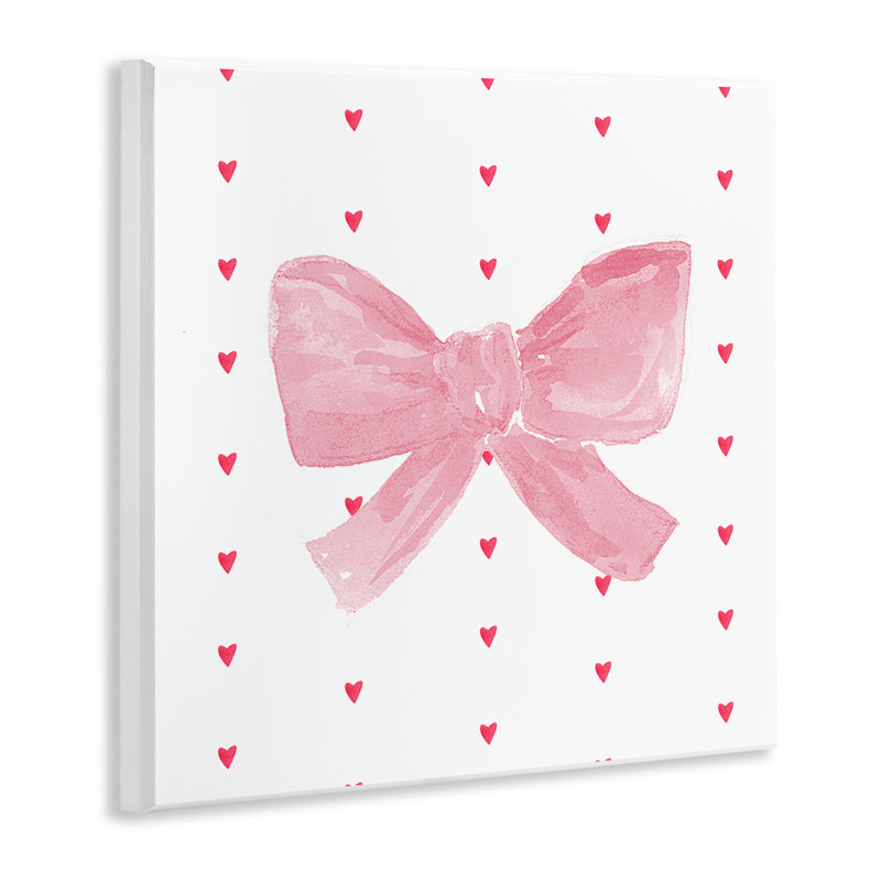 Plaque murale «Pink Bow on Hearts» par Lucille Price