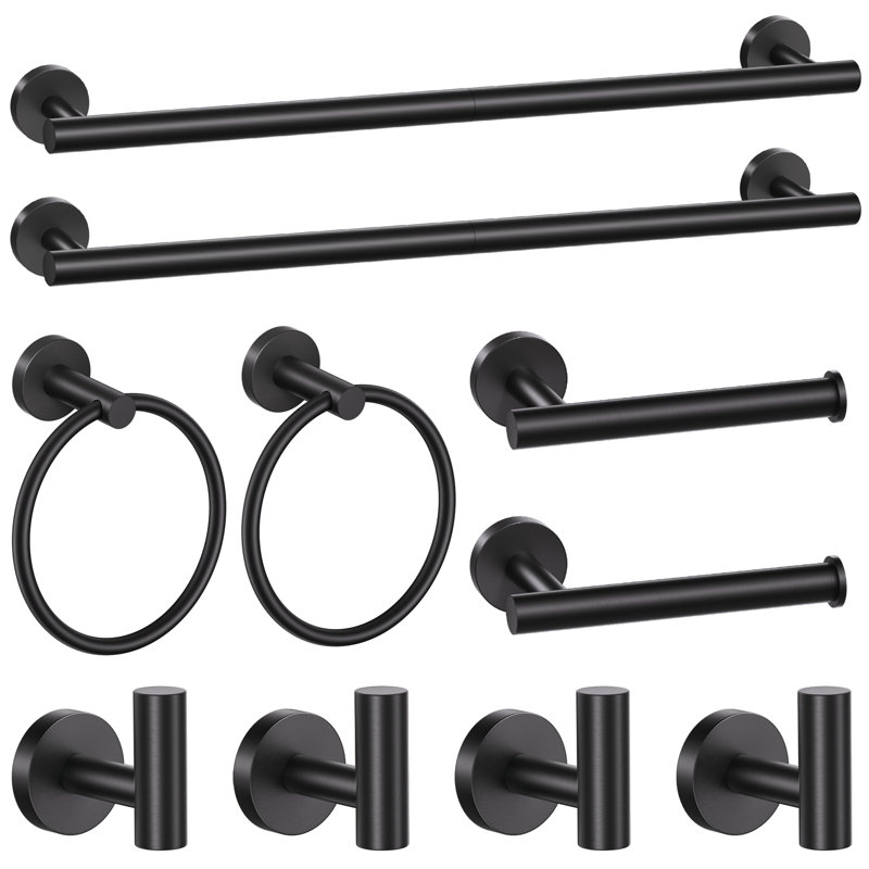 Ensemble de quincaillerie de salle de bain 10 pièces (ensemble de 10), Noir mat